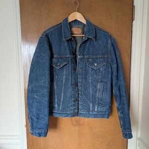 Vintage Levi's Blue Denim Type 3 III Gray Blanket Lined Trucker Jacket Coat